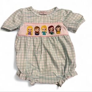 Baby blue gingham princess romper